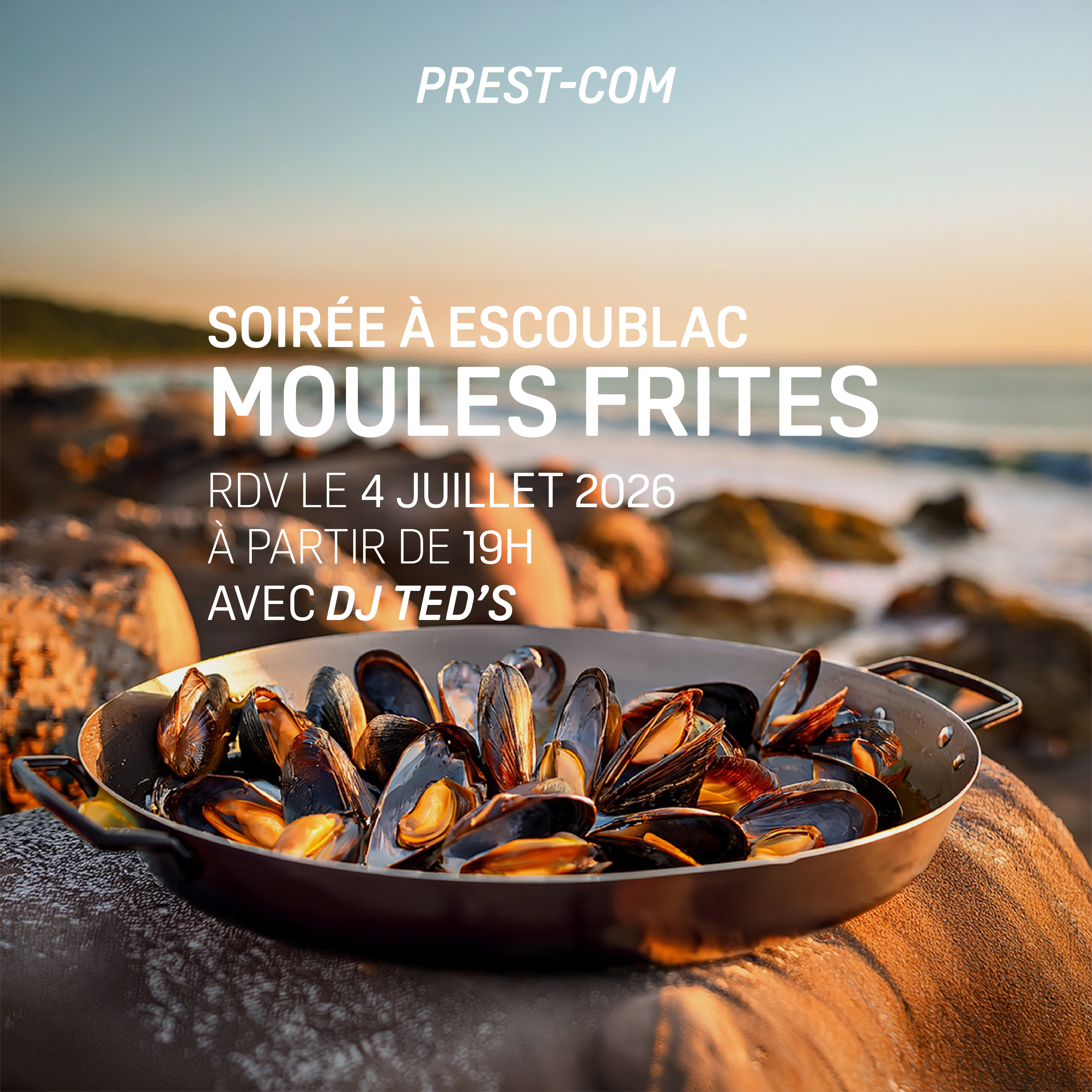 Plat de moules sur un rocher pour la soirée moules frites d'Escoublac le 4 juillet 2026